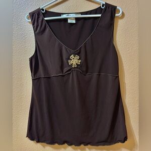 Max Studio Brown Tank Top V-neck Y2K Women's Size Large